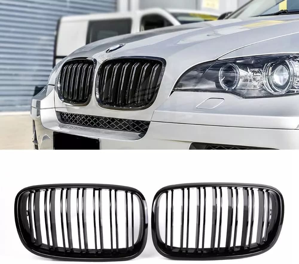 Решетки Бъбреци BMW X6 E71 Двойни Черен Гланц